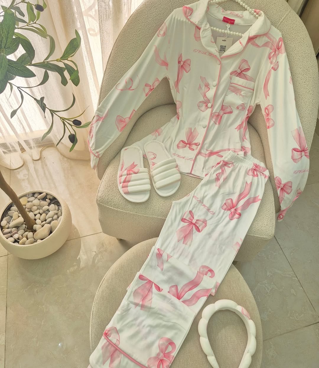 PJ Pink Bow Set